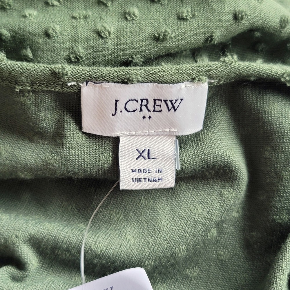 J.CREW Size XL Olive Green Short Sleeve Clip-Dot Tiered Babydoll Dress NWT BK512 - Picture 4 of 9